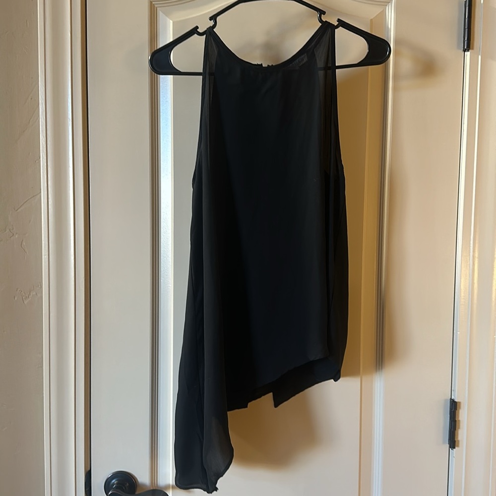 NWOT - STELLA LUCE | Women's black semi-sheer layered tanktop blouse. Size LARGE